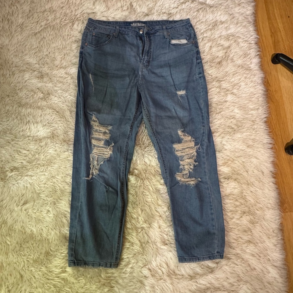 Distressed Blue Jeans